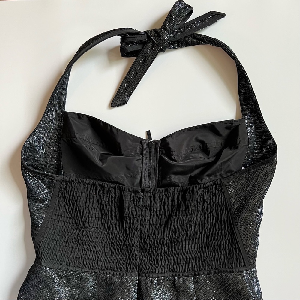 ⭕️SOLD⭕️ZAC POSEN Z-SPOKE BLACK METALLIC HALTER MINI DRESS SIZE 10 - Picture 8 of 11